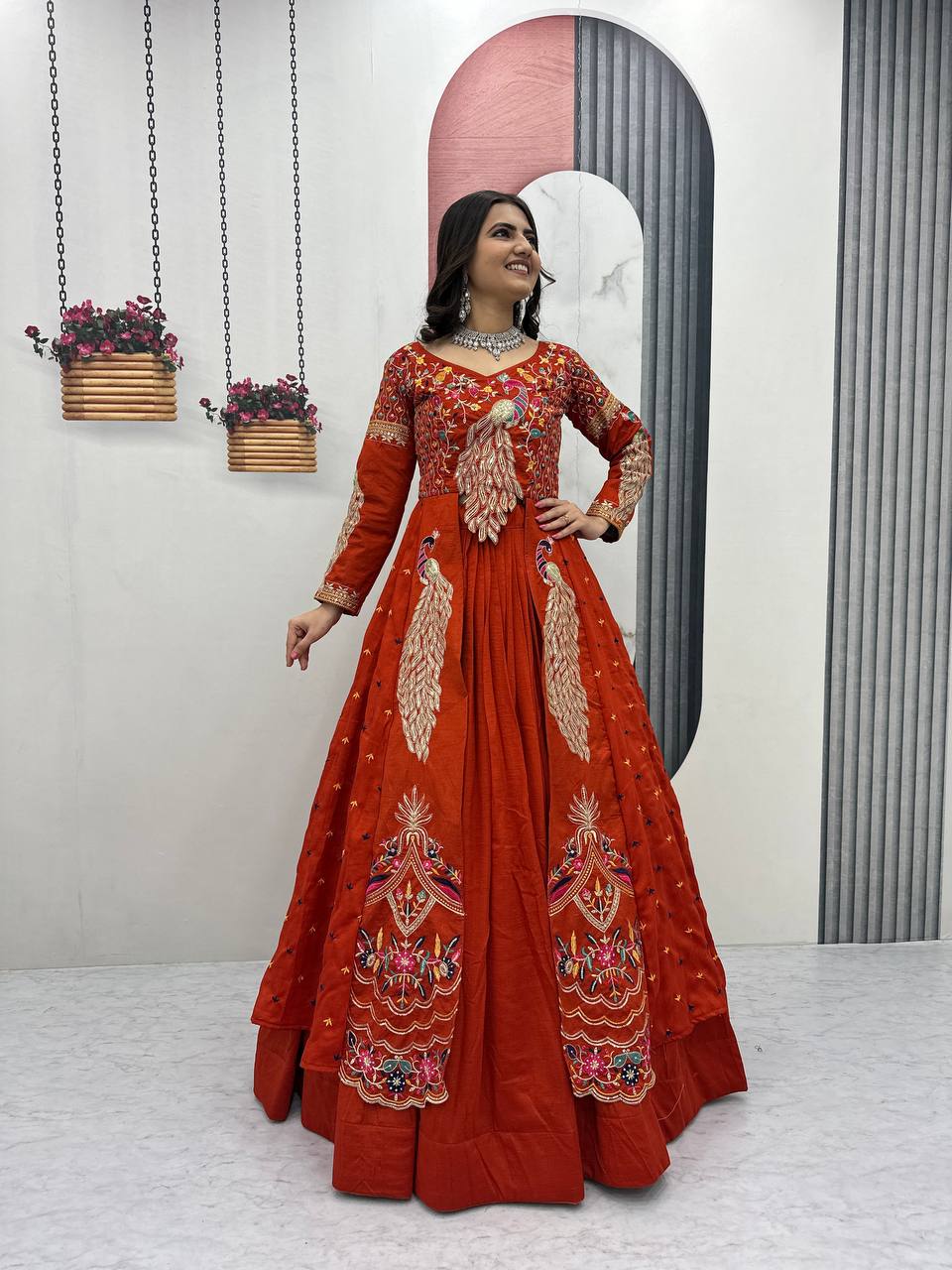 Premium Pure Vichitra Festival Special Crop Top with Lehenga & Shrug Set for Women | Heavy Thread & Sequence Work | Designer Party & Wedding Wear Collection