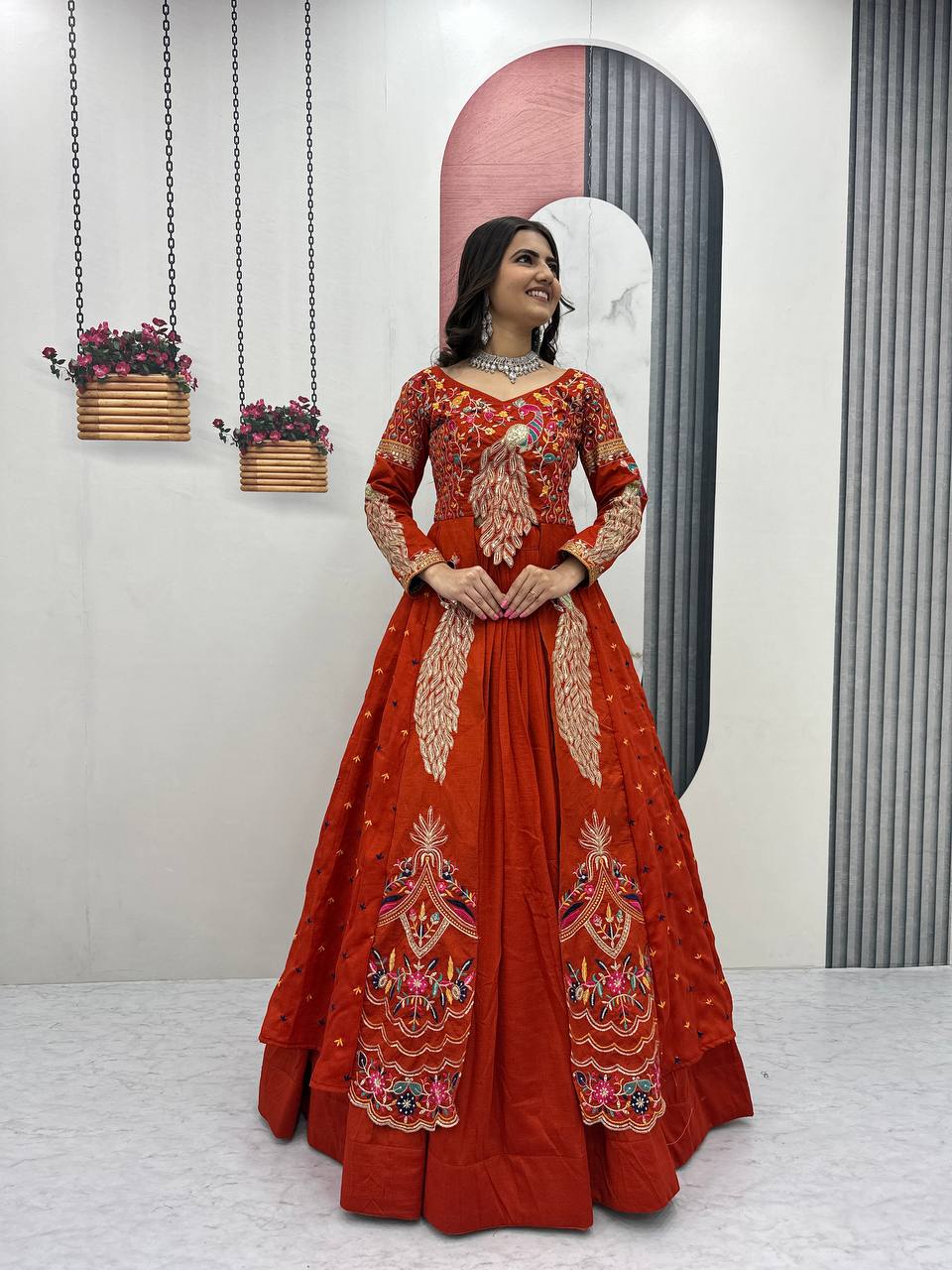 Premium Pure Vichitra Festival Special Crop Top with Lehenga & Shrug Set for Women | Heavy Thread & Sequence Work | Designer Party & Wedding Wear Collection