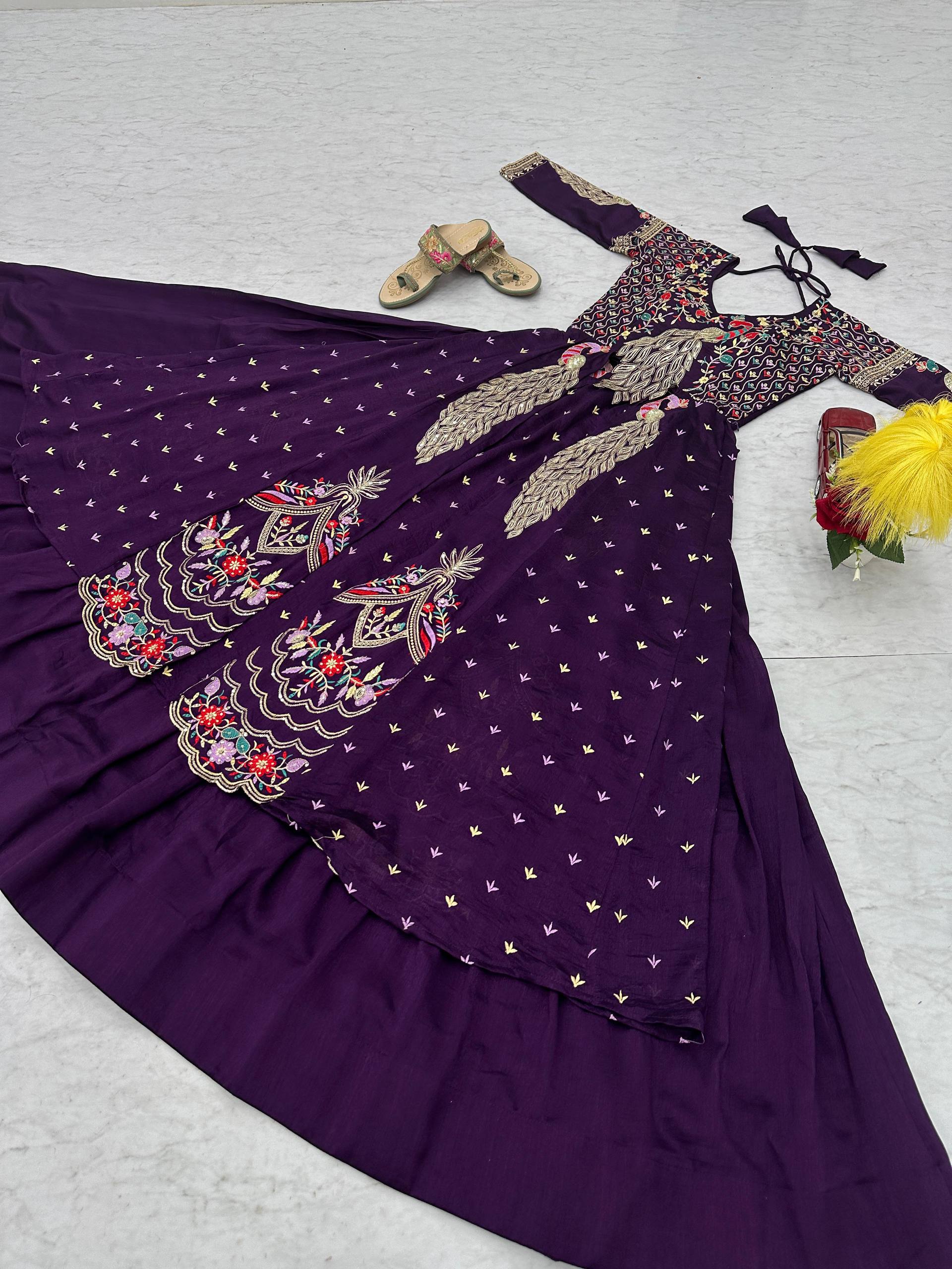 Premium Pure Vichitra Festival Special Crop Top with Lehenga & Shrug Set for Women | Heavy Thread & Sequence Work | Designer Party & Wedding Wear Collection