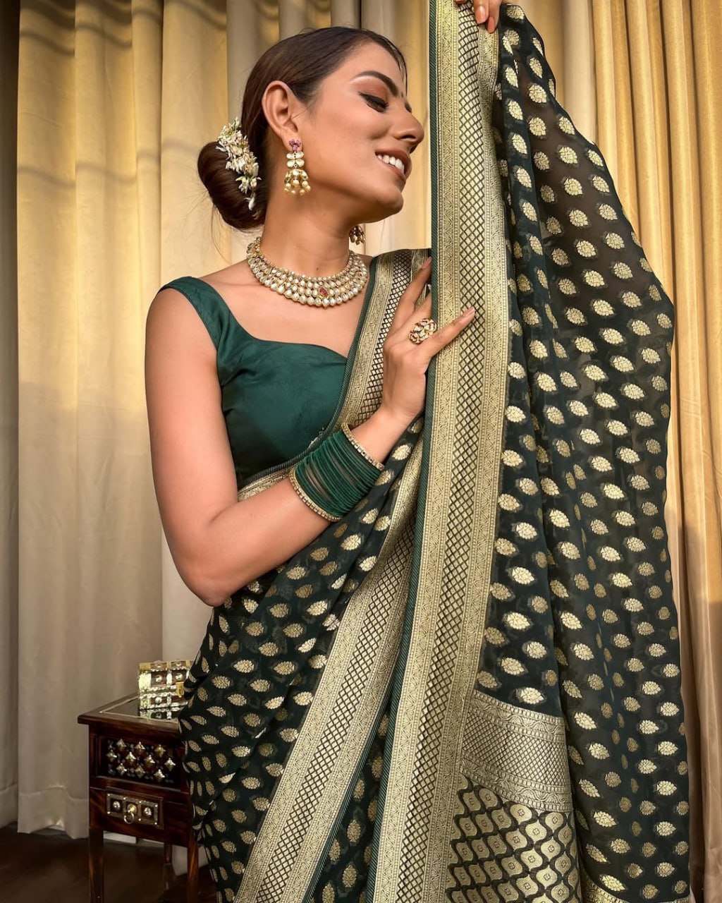 Premium Banarasi Soft Lichi Silk Saree with Rich Pallu & All-Over Jacquard Work | Designer Blouse  HE-BUY(Y)-2020