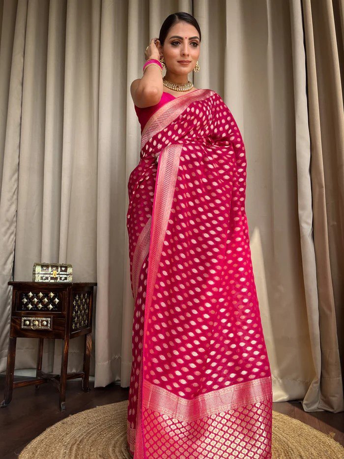 Premium Banarasi Soft Lichi Silk Saree with Rich Pallu & All-Over Jacquard Work | Designer Blouse  HE-BUY(Y)-2020