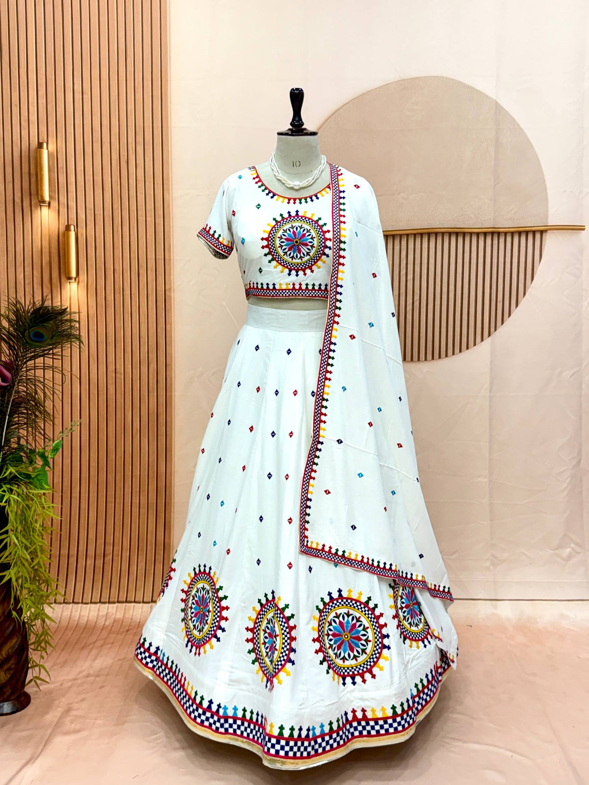 Kalakruti Designer Pure Cotton Lehenga Choli with Dupatta | 6 Meter Flair | Heavy Gamathi Work & Lampi Lace | Fully Stitched Festive Wear  HE-BUY-(AB)-05