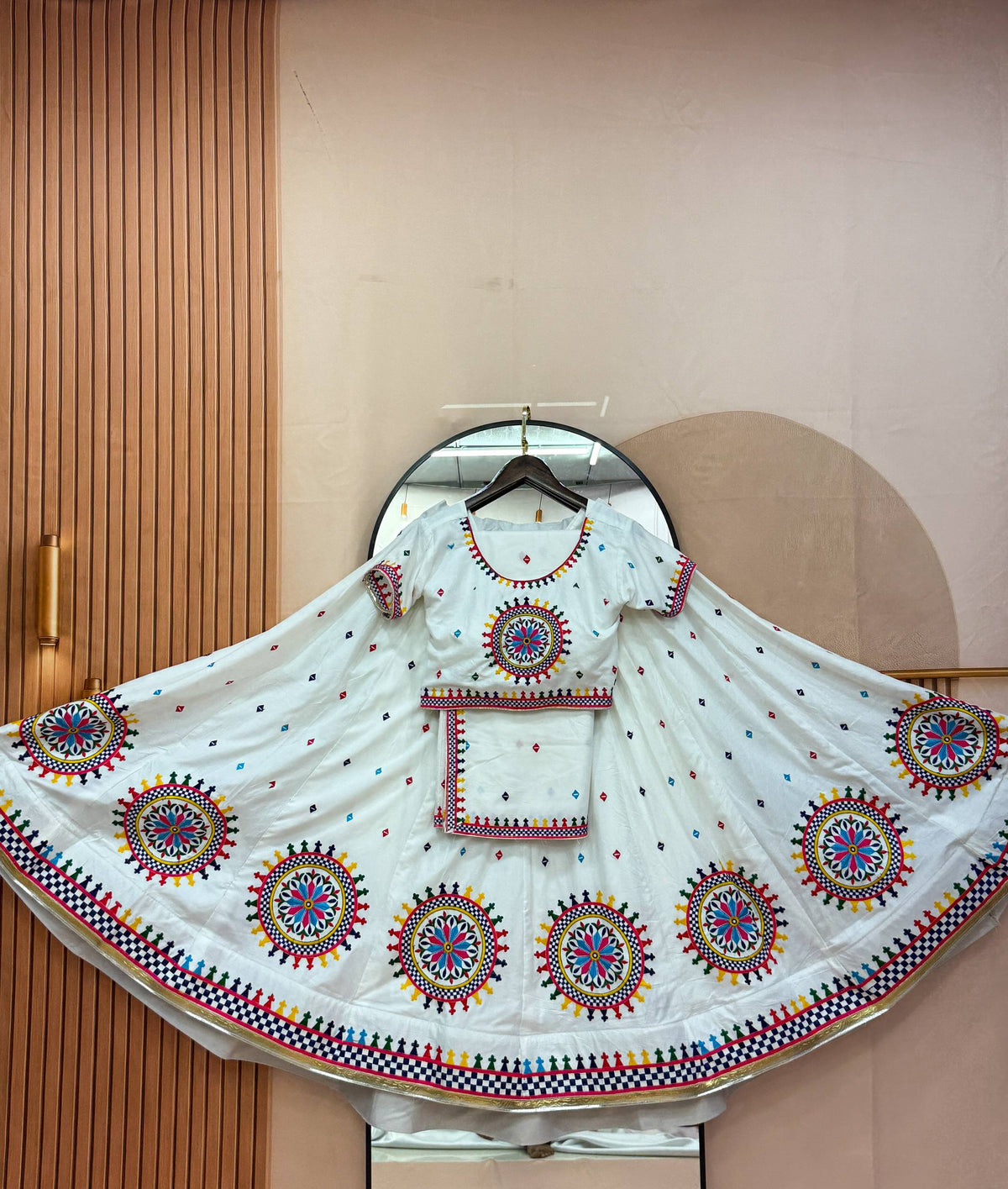 Kalakruti Designer Pure Cotton Lehenga Choli with Dupatta | 6 Meter Flair | Heavy Gamathi Work & Lampi Lace | Fully Stitched Festive Wear  HE-BUY-(AB)-05