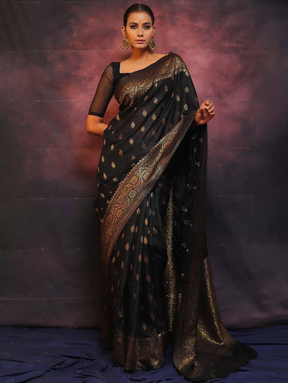 Premium Banarasi Soft Lichi Silk Saree with Rich Pallu & All-Over Jacquard Work | Exclusive Jacquard Border Blouse | 6.20 Meter HE-BUY-(Y)-3020