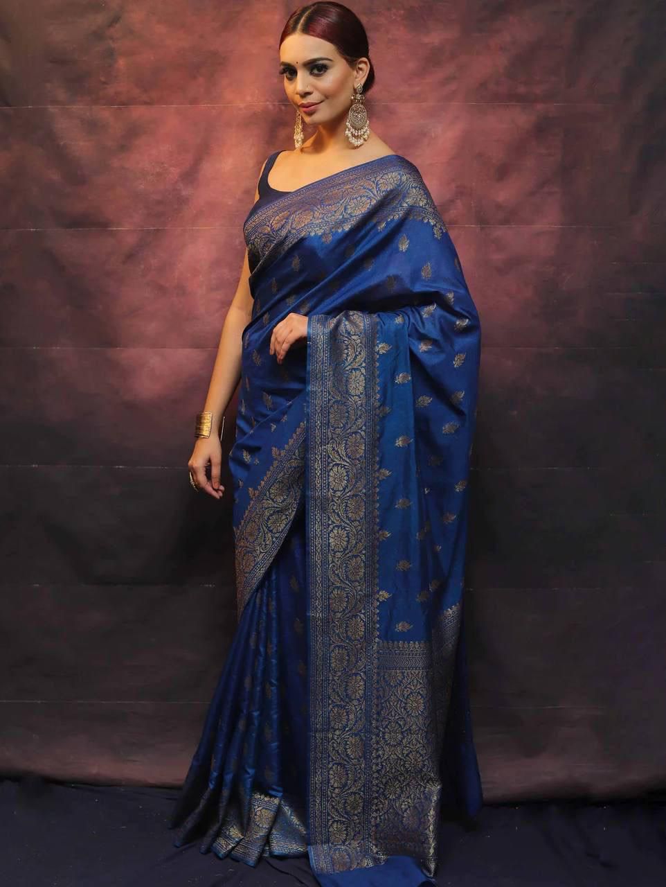 Premium Banarasi Soft Lichi Silk Saree with Rich Pallu & All-Over Jacquard Work | Exclusive Jacquard Border Blouse | 6.20 Meter HE-BUY-(Y)-3020