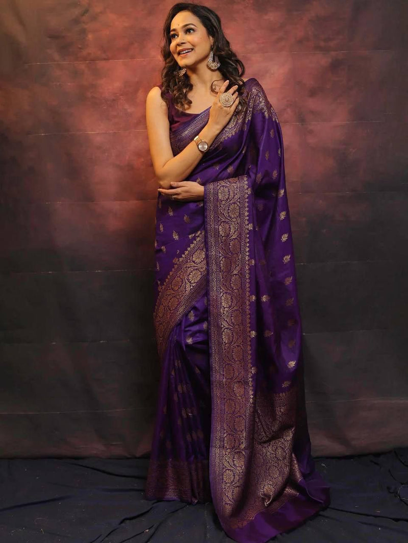 Premium Banarasi Soft Lichi Silk Saree with Rich Pallu & All-Over Jacquard Work | Exclusive Jacquard Border Blouse | 6.20 Meter HE-BUY-(Y)-3020