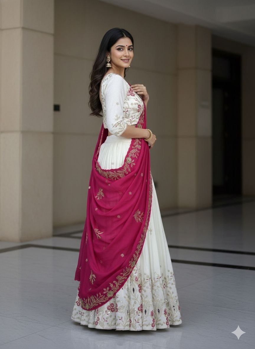 Premium Chinon Lehenga Choli with Embroidery Thread & Sequins Work | Designer Festival, Wedding & Party Wear Collection HE-BUY-(G)-302