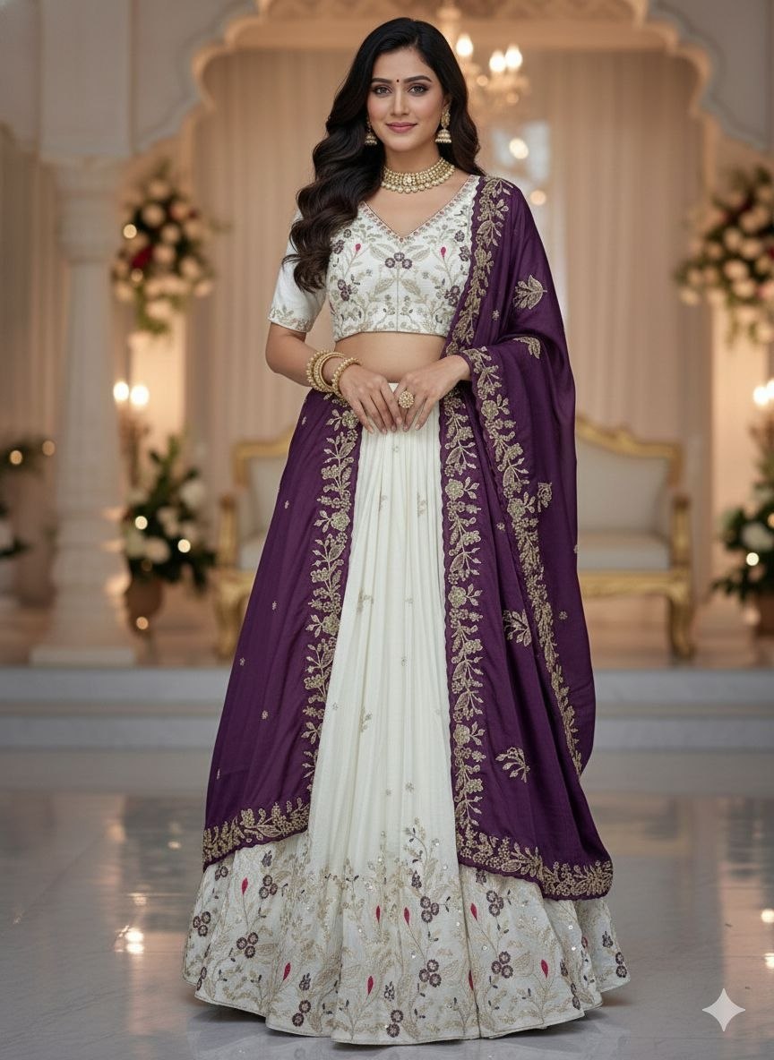 Premium Chinon Lehenga Choli with Embroidery Thread & Sequins Work | Designer Festival, Wedding & Party Wear Collection HE-BUY-(G)-302