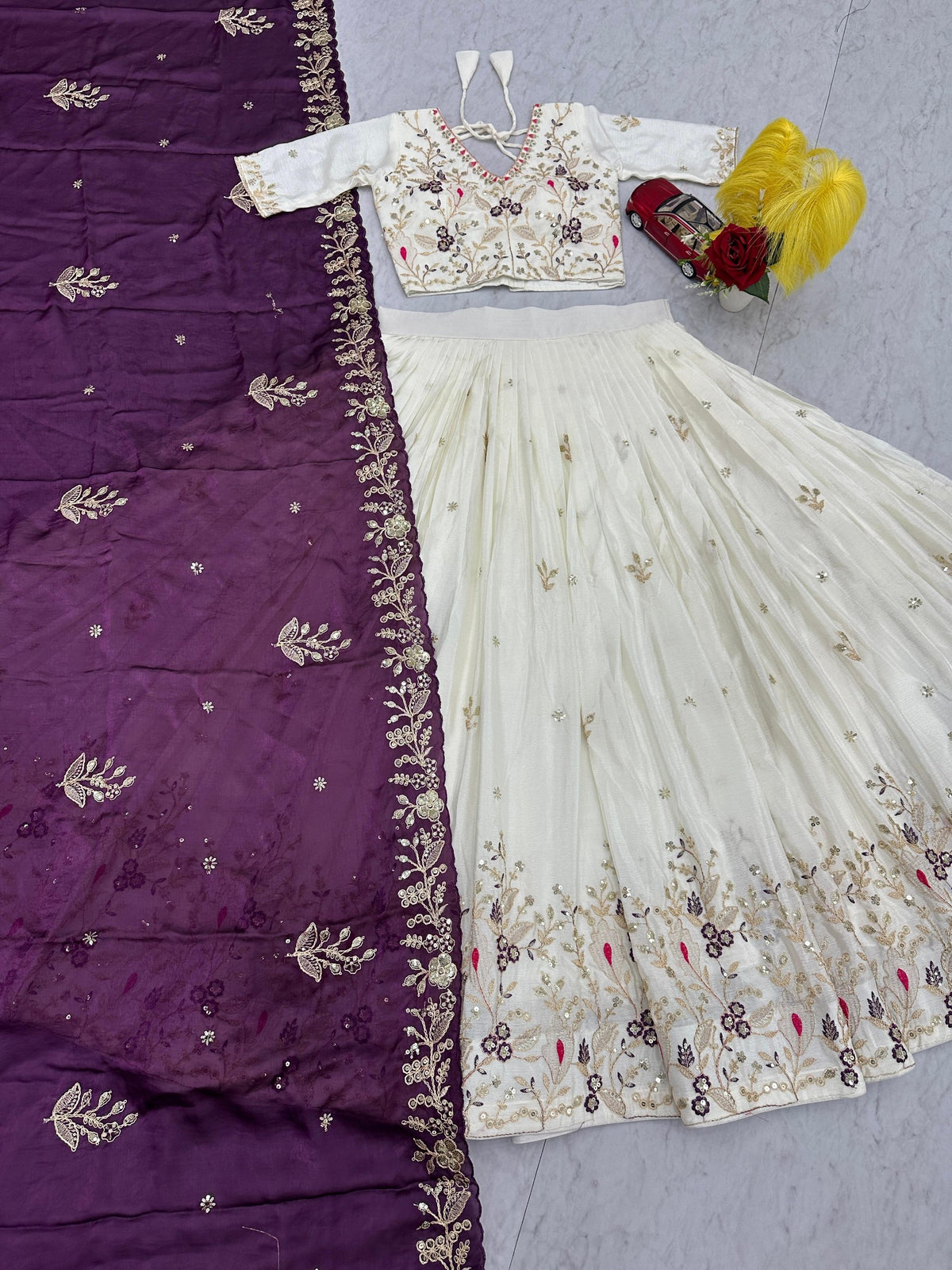 Premium Chinon Lehenga Choli with Embroidery Thread & Sequins Work | Designer Festival, Wedding & Party Wear Collection HE-BUY-(G)-302