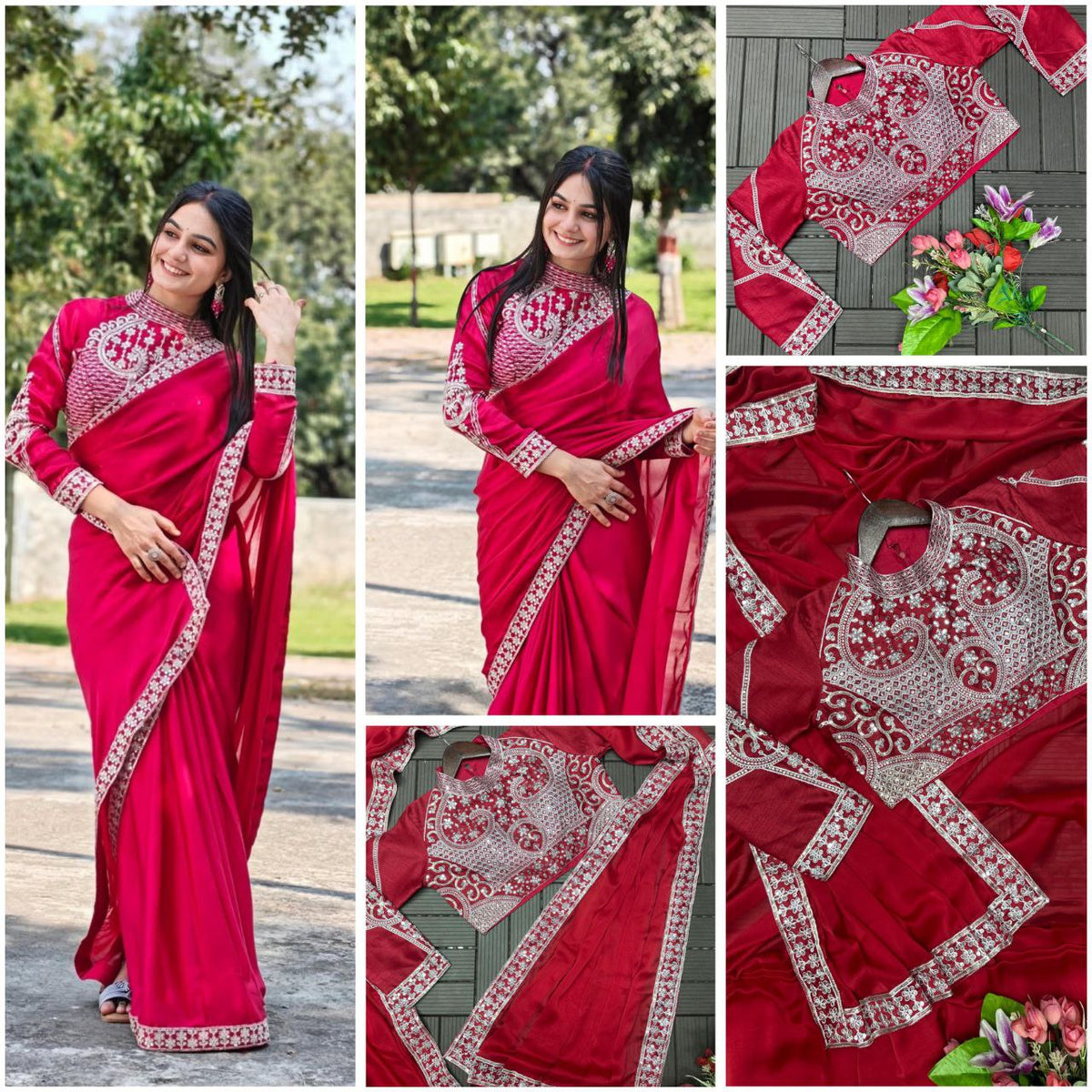Premium Heavy Rangoli Ready-to-Wear Saree with Banglori Embroidered Blouse | Designer Wedding, Party & Festive Wear Collection HE-BUY-(M)-229