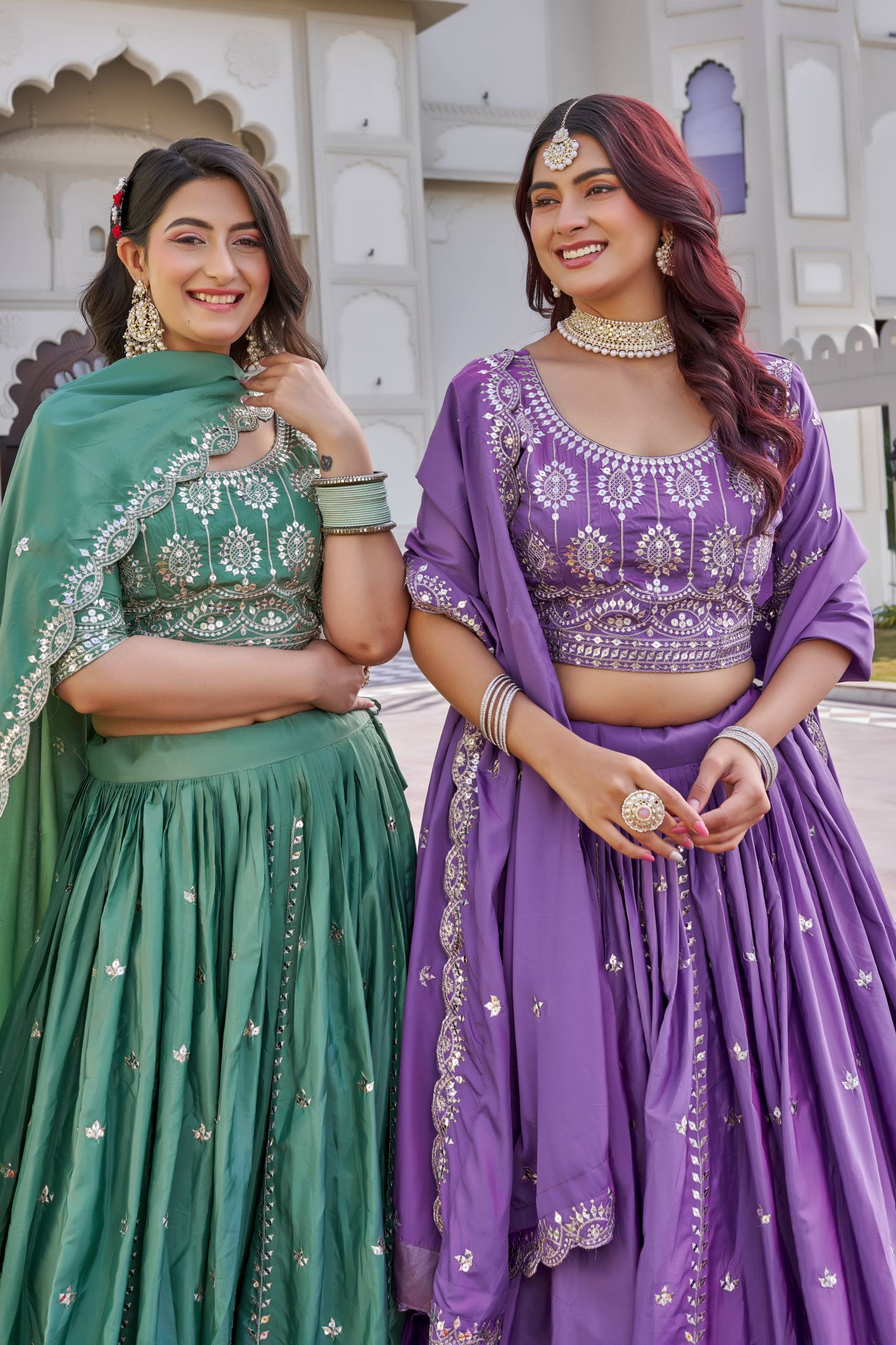 Premium Pure Crepe Silk Festival Lehenga Choli for Women | Heavy 7mm Sequence Embroidery | Designer Wedding, Party & Festive Wear Collection (A)154