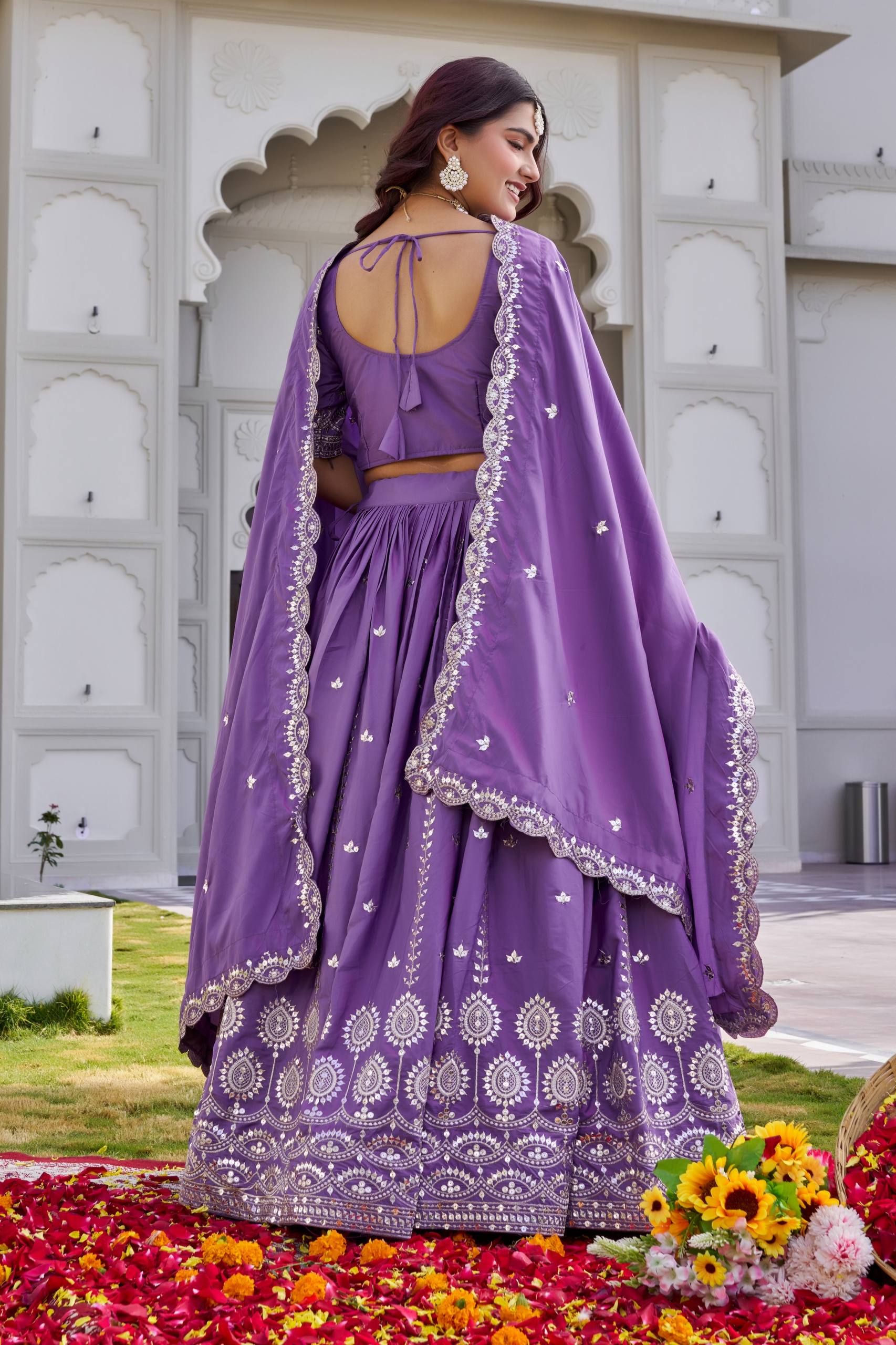 Premium Pure Crepe Silk Festival Lehenga Choli for Women | Heavy 7mm Sequence Embroidery | Designer Wedding, Party & Festive Wear Collection (A)154