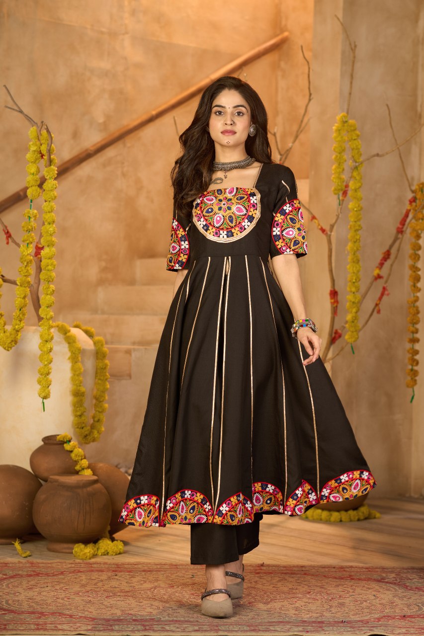 Designer Embroidered Kurti With Pant Perfect For Garba Night