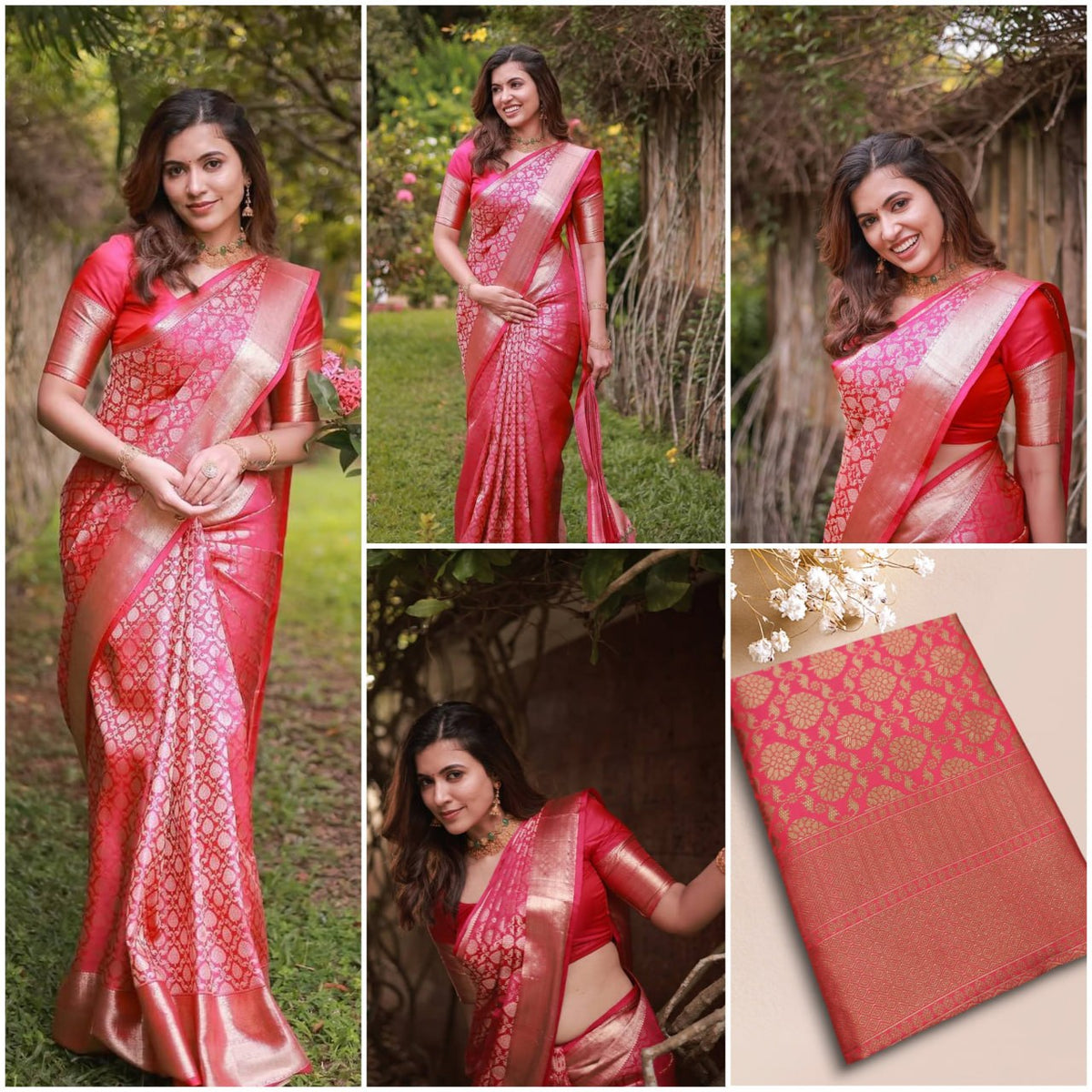 Premium Soft Lichi Silk Saree with Rich Pallu & All-Over Jacquard Work | Exclusive Jacquard Border Blouse | 6.20 Meter