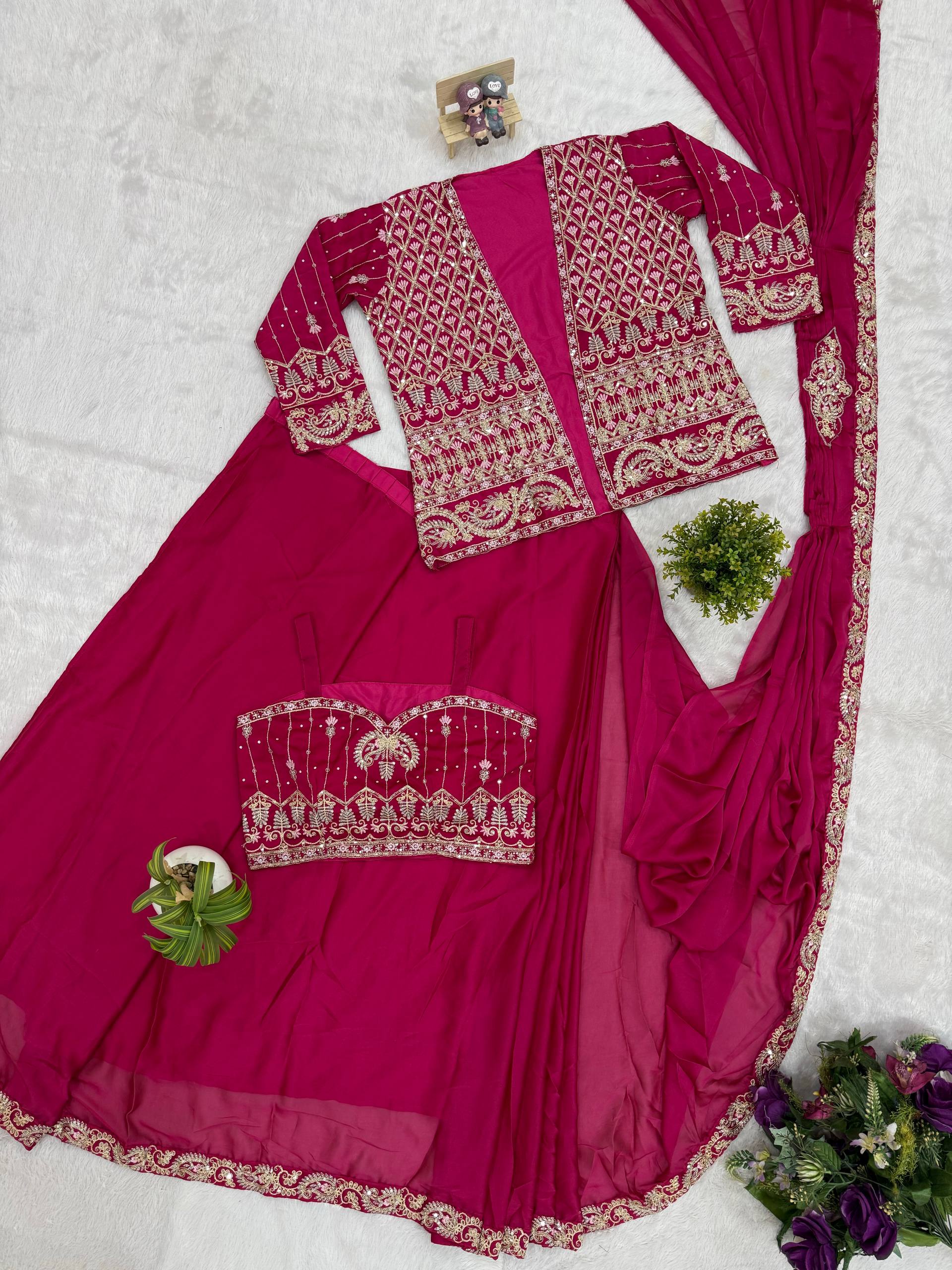 Premium Indo-Western Drape Saree with Embroidered Koti for Women | Rangoli Silk Ready-to-Wear Saree | Designer Wedding & Party Wear Collection HE-BUY-(D)-1184