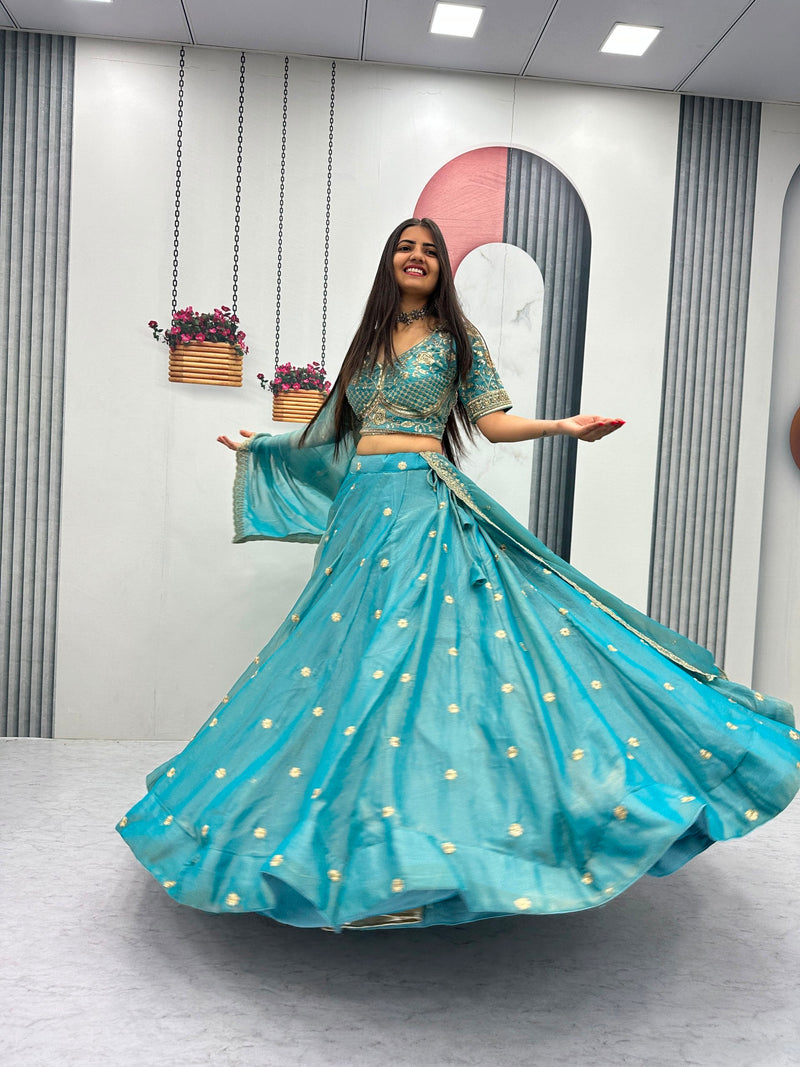 Premium Mosh Fabric Lehenga Choli with Heavy Embroidery, Beads & Sequins Work | Designer Festival, Wedding & Party Wear Collection HE-BUY-(G)-330