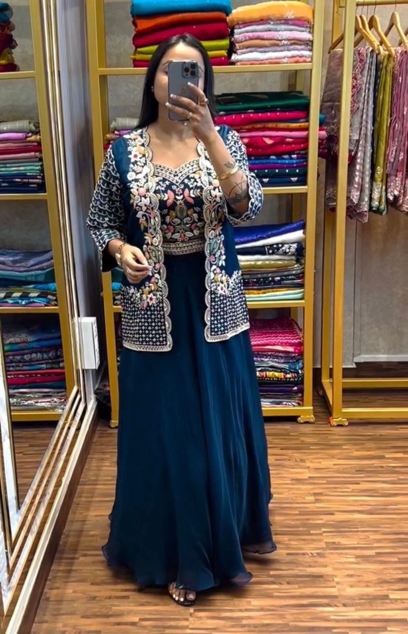 Premium Heavy Chinon Lehenga Set with Embroidered Jacket & Designer Blouse | Party Wear, Wedding & Festive Collection for Women HE-BUY-(M)-151