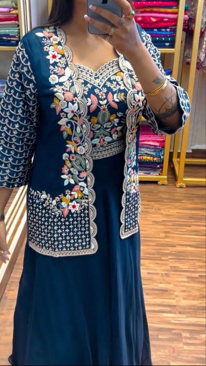 Premium Heavy Chinon Lehenga Set with Embroidered Jacket & Designer Blouse | Party Wear, Wedding & Festive Collection for Women HE-BUY-(M)-151