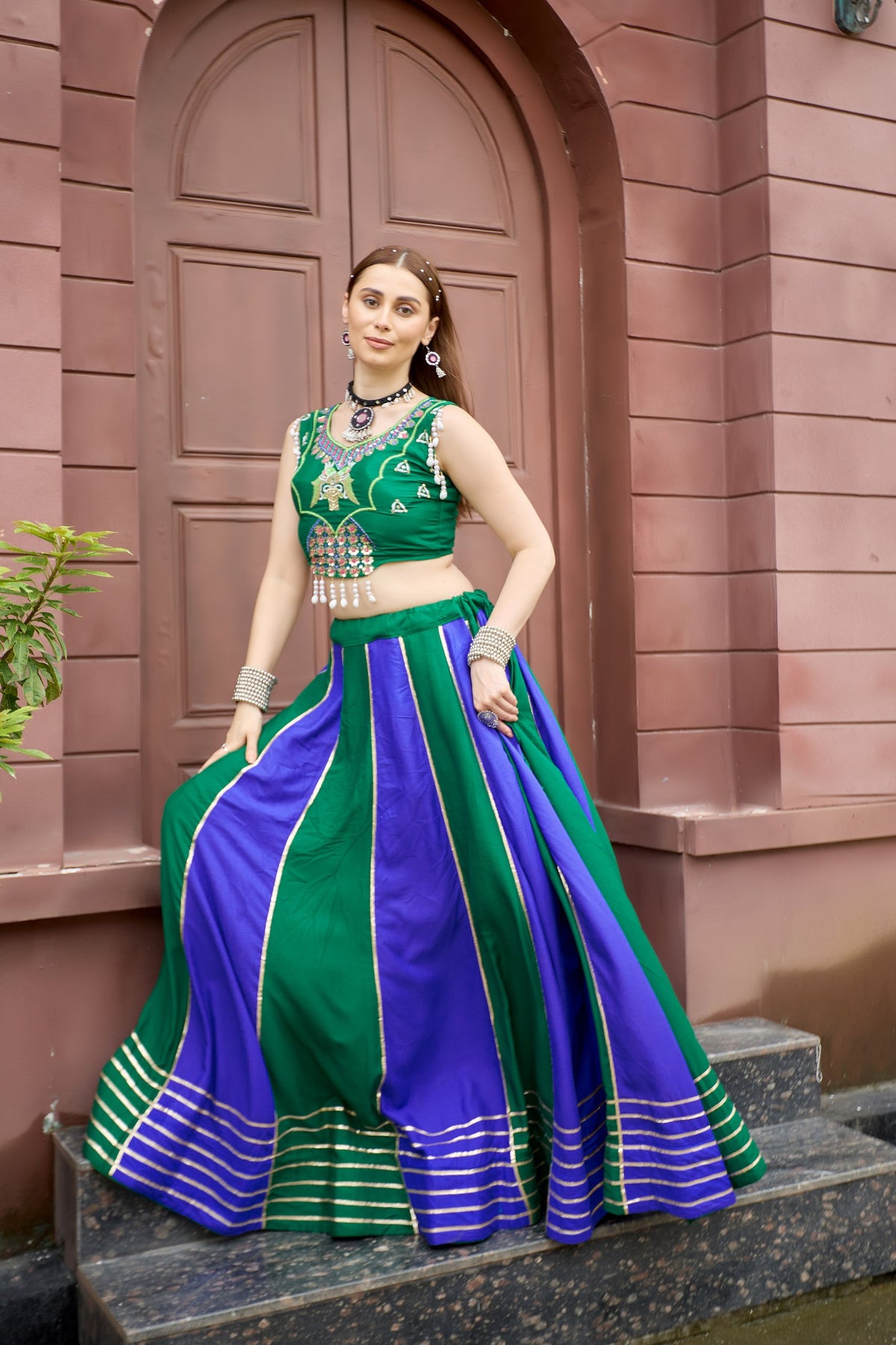 Designer Pure Cotton Lehenga Choli | 6 Meter Big Flair | Heavy Lace Work | Sequence Embroidery & Thread Work | Kodi Latkan | Fully Stitched   HE-BUY(AB)-08