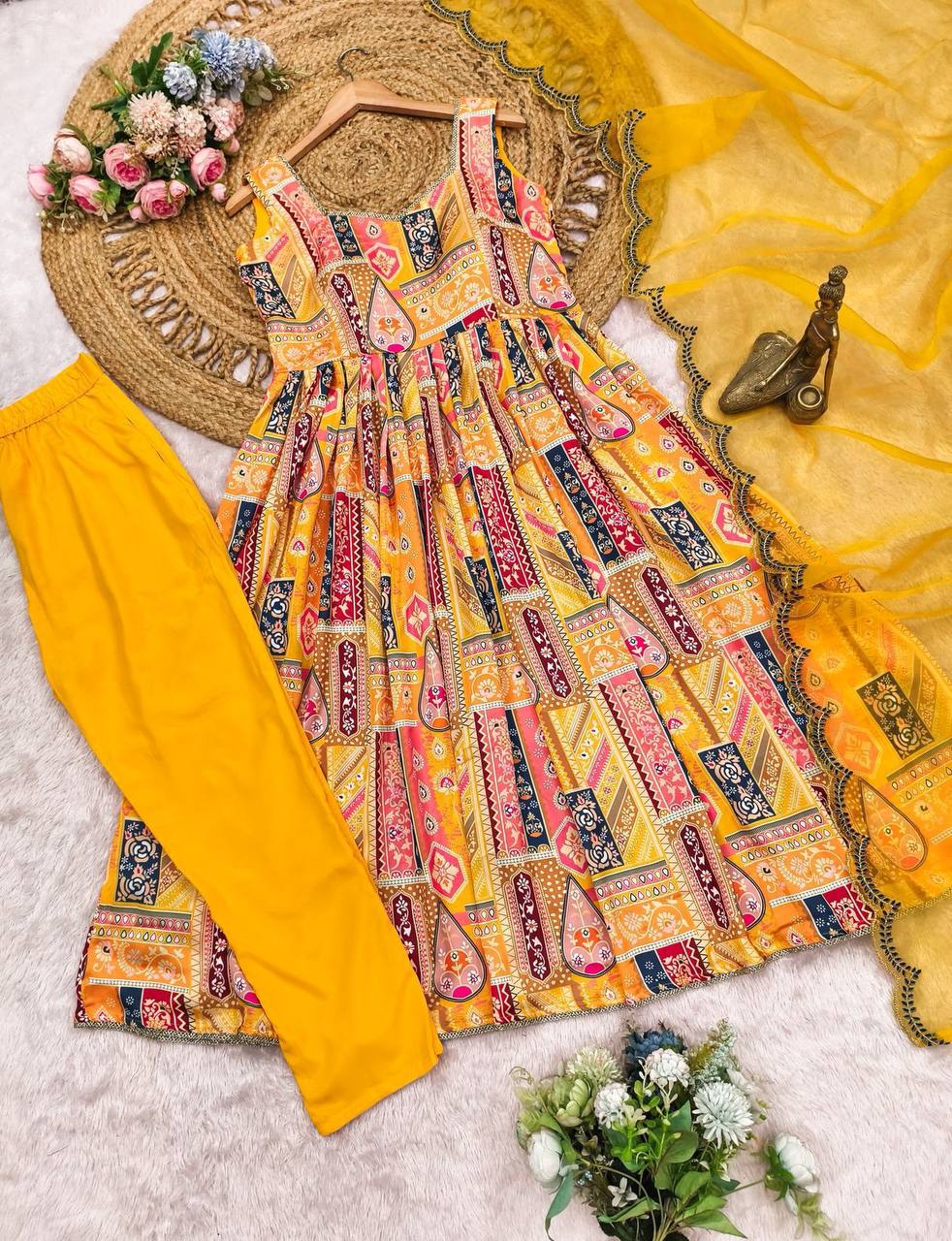 Designer Rangoli Crush Embroidered Kurti Set for Women | Premium Festival Wear | Kurti with Palazzo | Heavy Embroidery & Sequence Work | Party Wear Collection