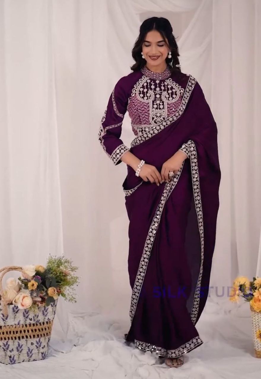 Premium Heavy Rangoli Ready-to-Wear Saree with Banglori Embroidered Blouse | Designer Wedding, Party & Festive Wear Collection HE-BUY-(M)-229