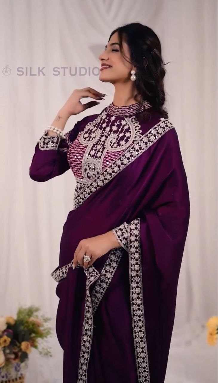 Premium Heavy Rangoli Ready-to-Wear Saree with Banglori Embroidered Blouse | Designer Wedding, Party & Festive Wear Collection HE-BUY-(M)-229