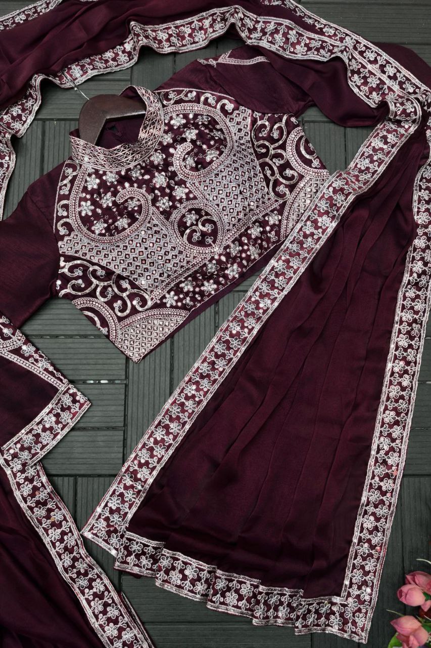 Premium Heavy Rangoli Ready-to-Wear Saree with Banglori Embroidered Blouse | Designer Wedding, Party & Festive Wear Collection HE-BUY-(M)-229