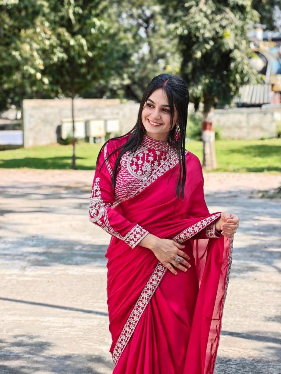 Premium Heavy Rangoli Ready-to-Wear Saree with Banglori Embroidered Blouse | Designer Wedding, Party & Festive Wear Collection HE-BUY-(M)-229