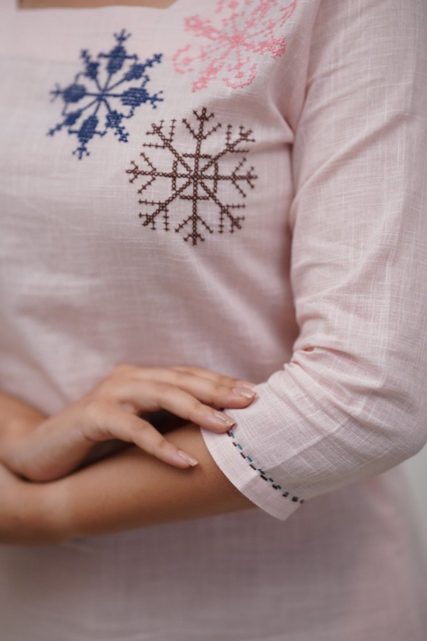 Modern Cotton Blend Co-Ord Set for Women with Embroidery Work - Fully Stitched