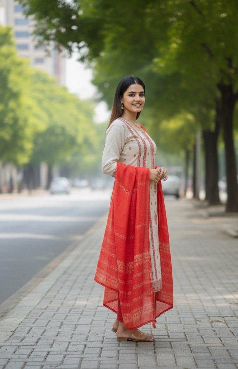 Designer Embroidered Kurta Pant Set with Printed Dupatta Perfect For Wedding Function