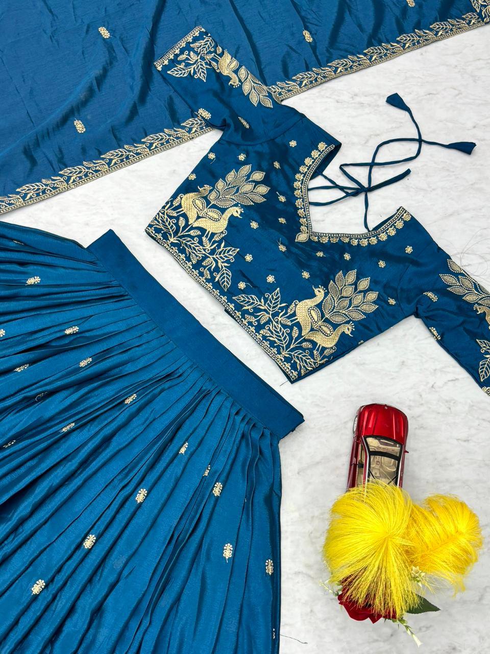 New Festival Chinon Lehenga Choli with Elegant Embroidered Dupatta - Fully Stitched