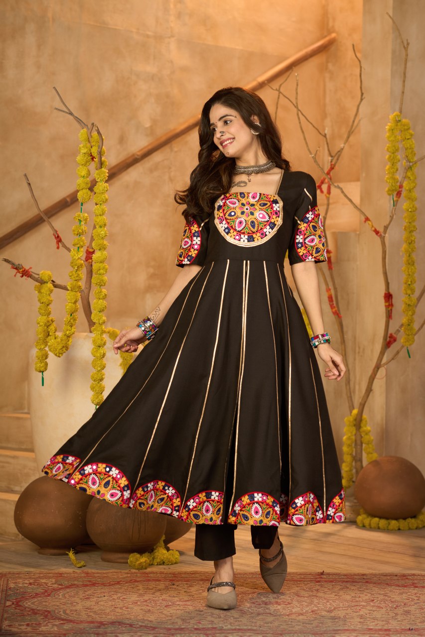 Designer Embroidered Kurti With Pant Perfect For Garba Night