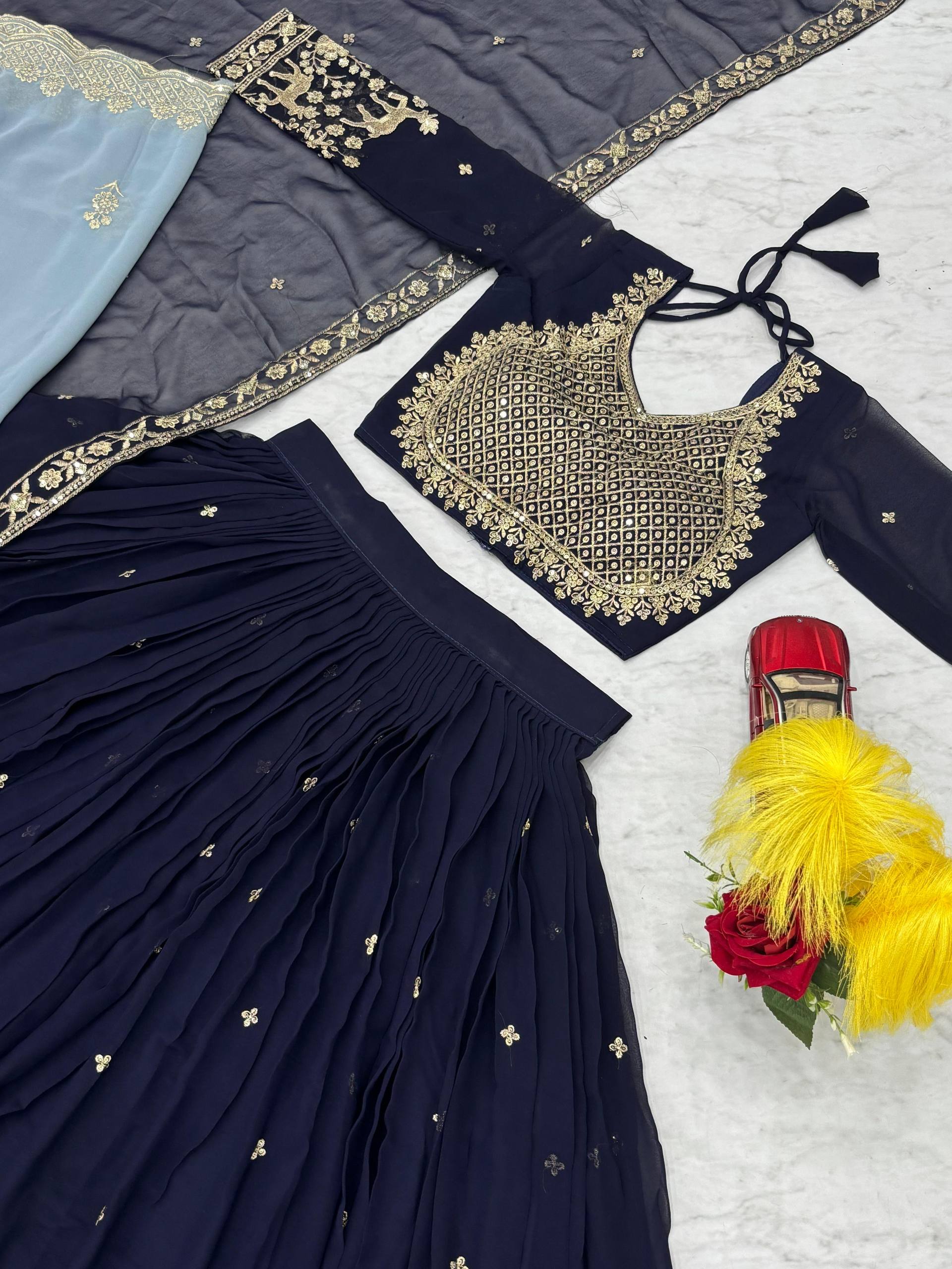 Wedding Special Fox Georgette Lehenga Choli with Embroidered Dupatta - Fully Stitched