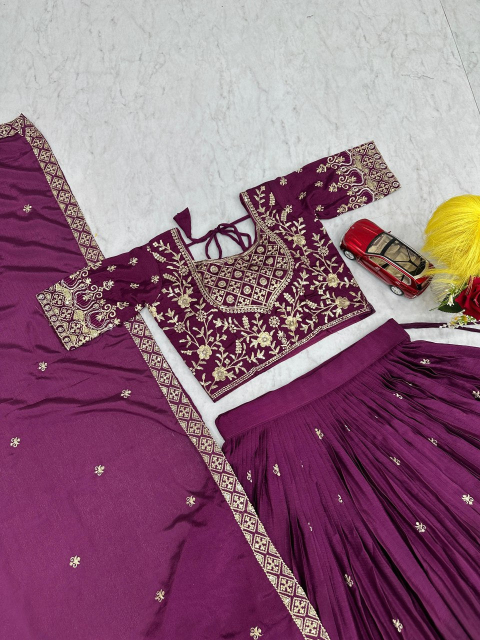 New Festival Chinon Lehenga Choli with Heavy Embroidery Sequence Work - Fully Stitched