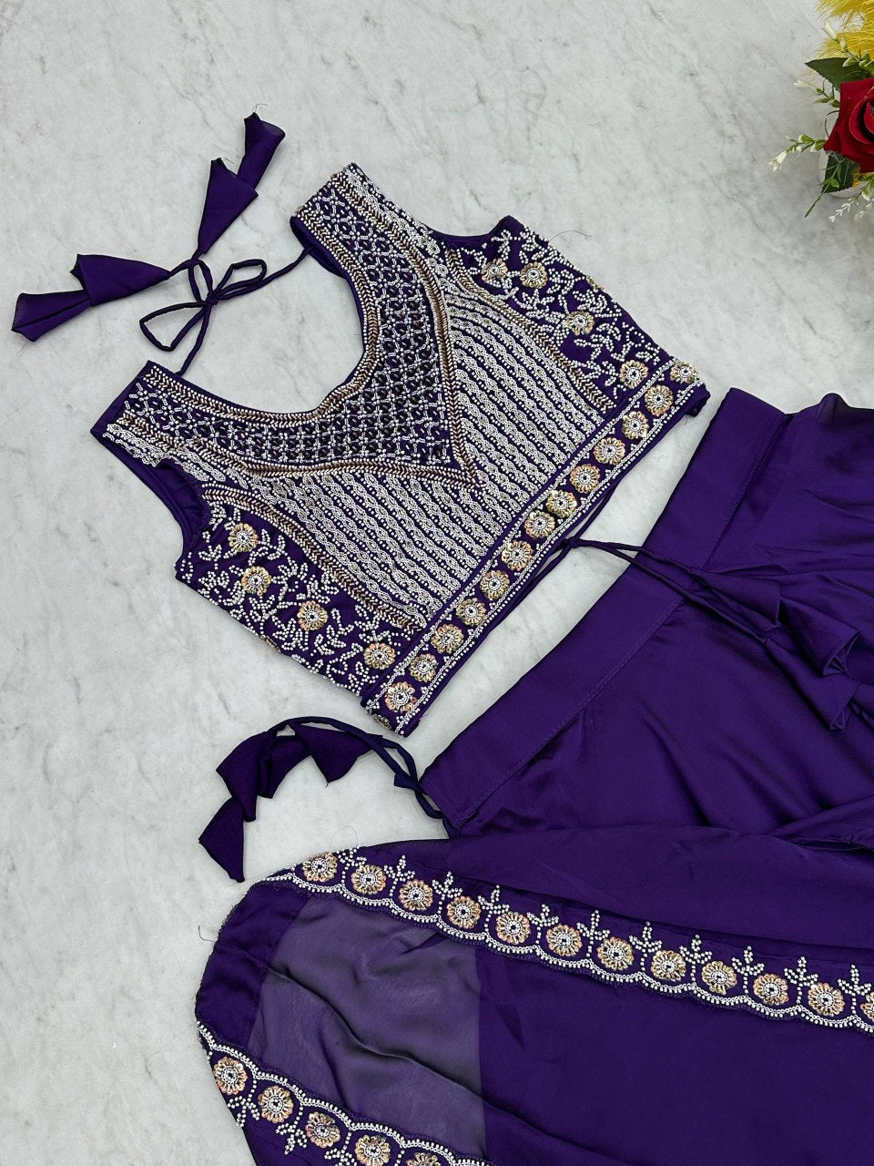 Wedding Special Rangoli Silk Lehenga Choli with Heavy Embroidery and 9 Meter Flair - Fully Stitched