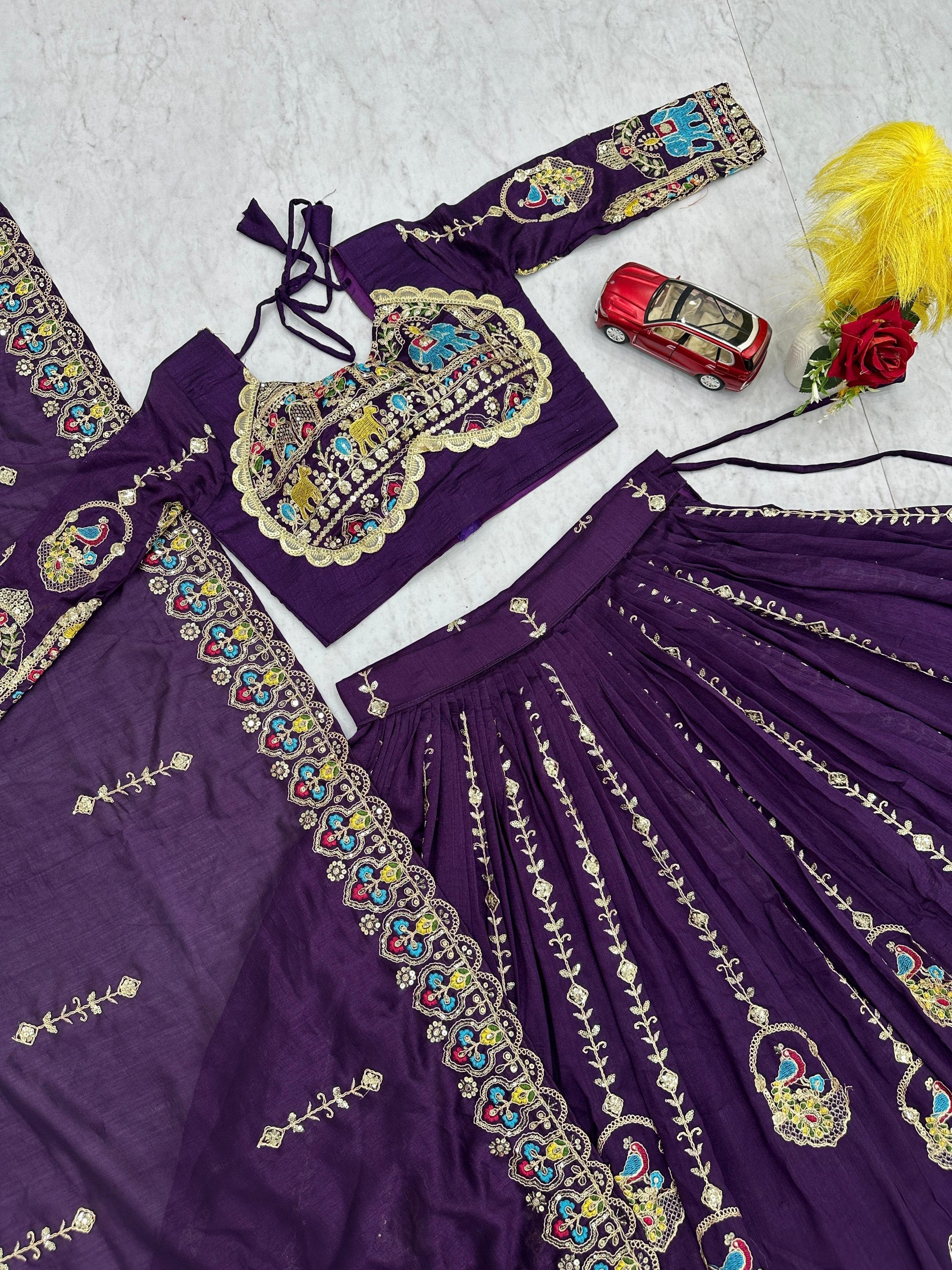 Launching New Festival Pure Vichitra Lehenga Choli with Heavy Coding Sequence Work - Fully Stitched
