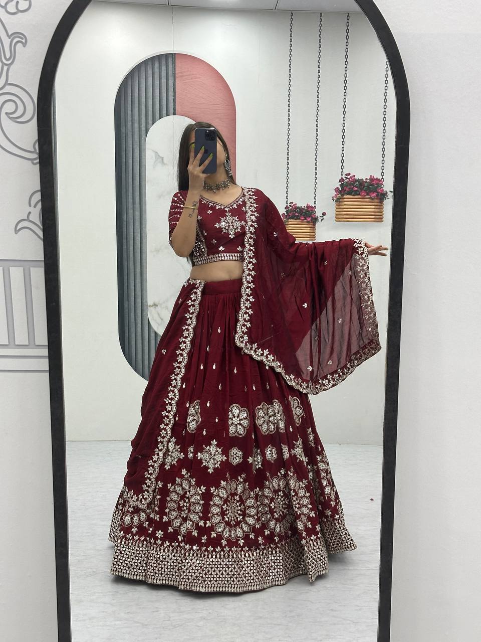 Launching Heavy Pure Vichitra Silk Lehenga Choli with 7 mm Sequence Embroidery - Fully Stitched