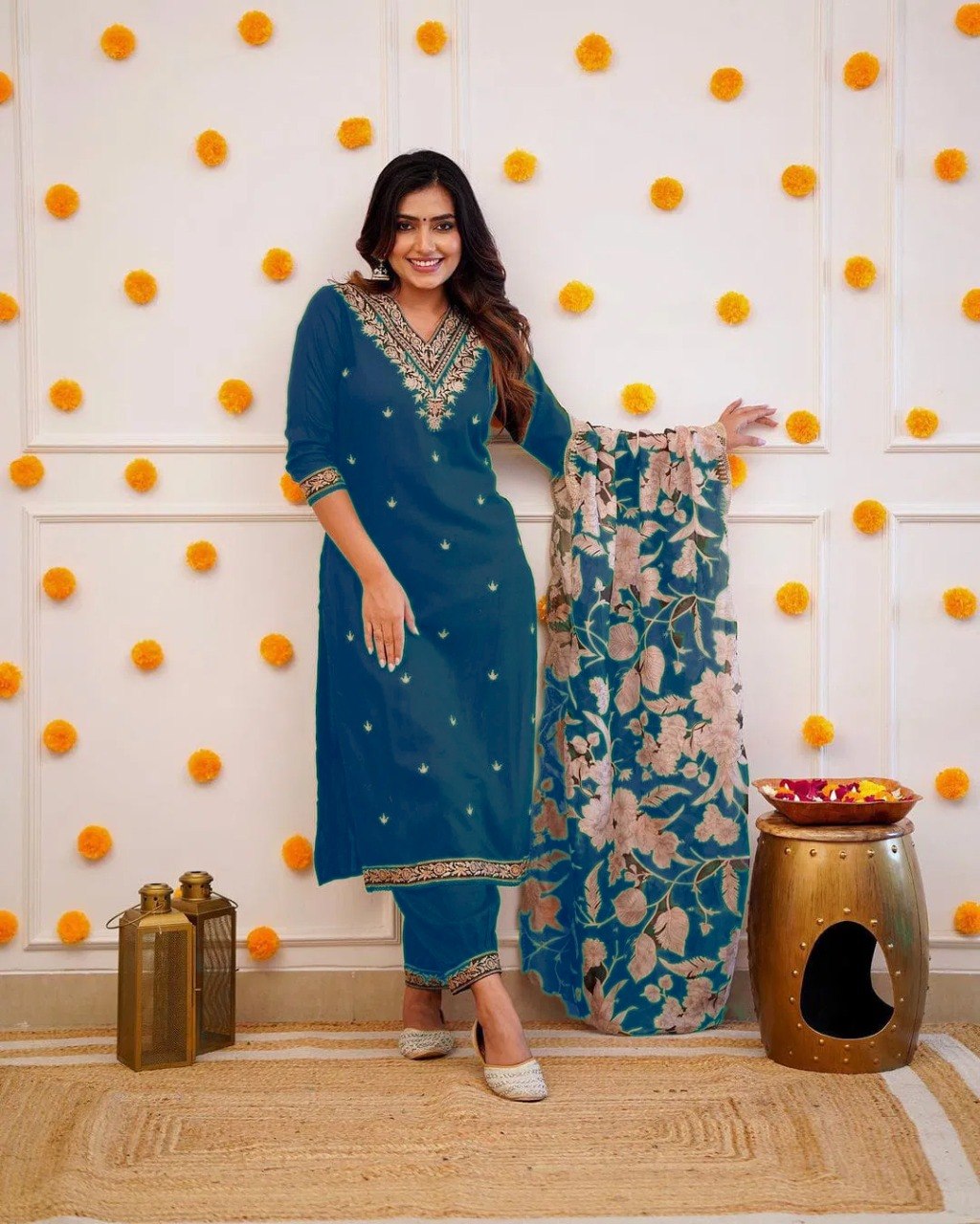 Stylish Viscose Rayon Embroidered Kurta Pant Set with Chinon Dupatta for Party Wear - Fully Stitched
