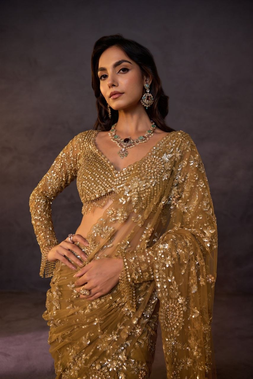 Trending Bollywood Blockbuster Sequins Embroidered Designer Saree