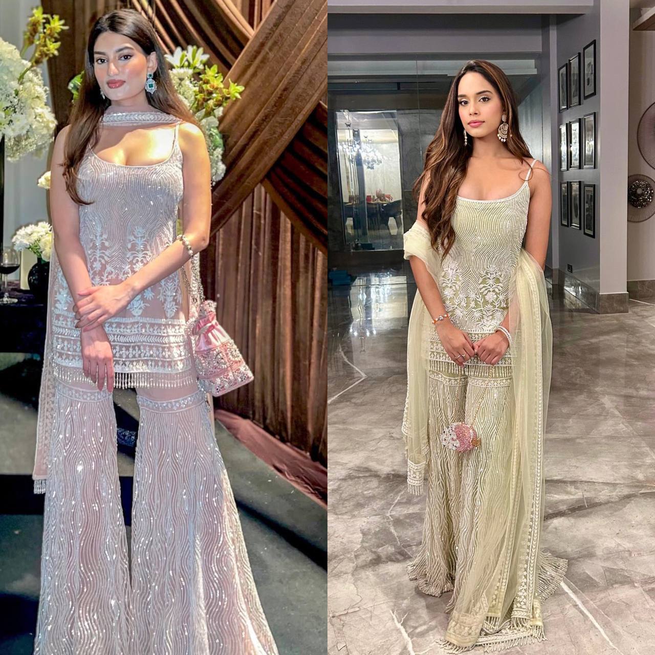 elegant and stylish Soft Net Palazzo Suit
