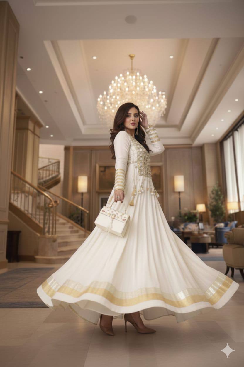 Designer Georgette Top, Silk Pant & Mirror Work Jacket Set