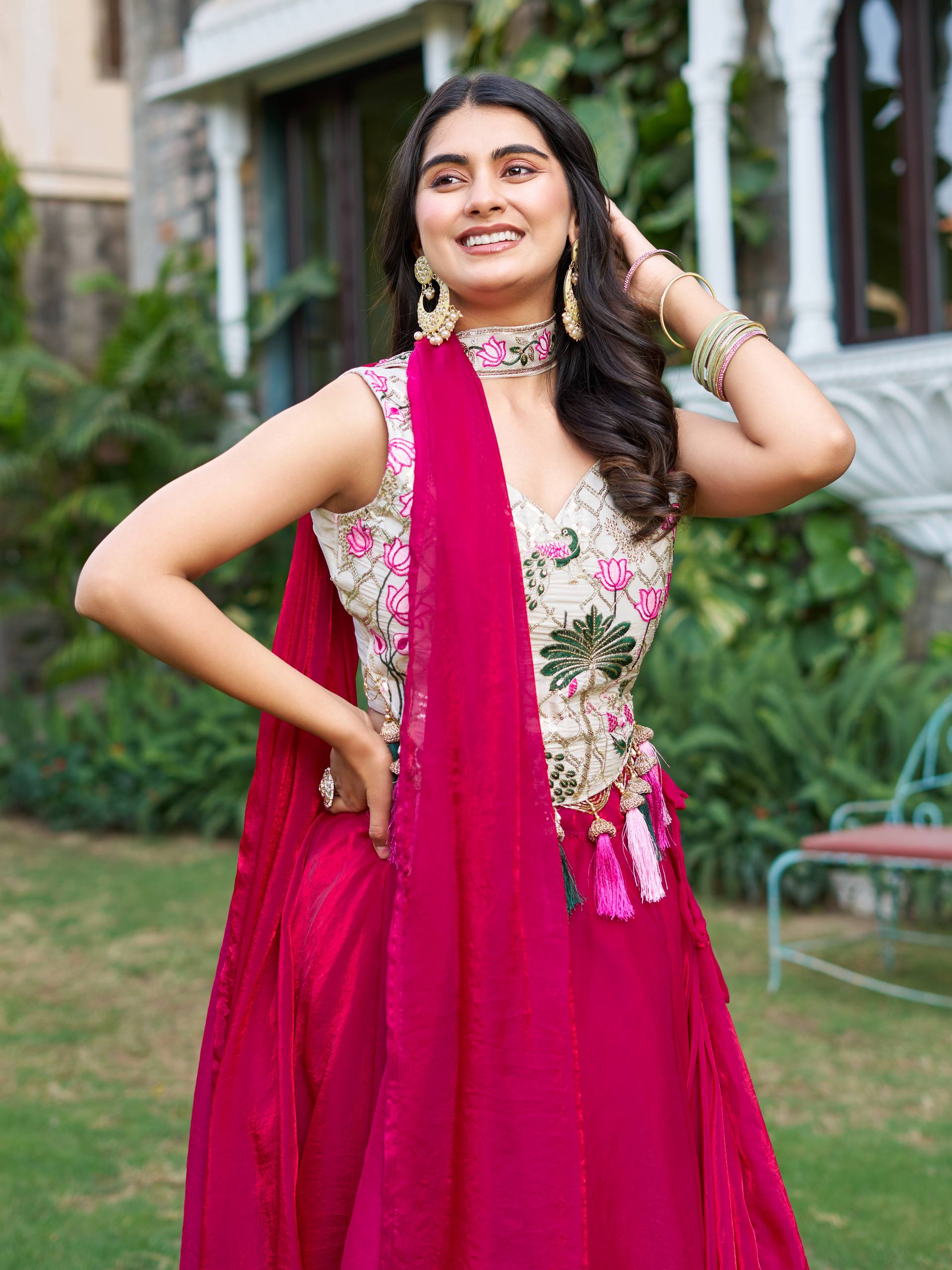 Rakhi Special Simar Tissue Silk Lehenga Choli with 9 Meter Flair - Fully Stitched