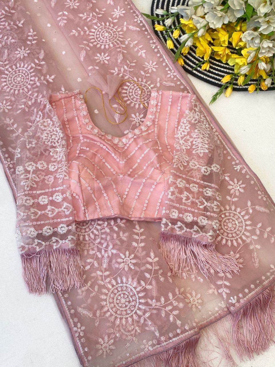 Bollywood Blockbuster Butterfly Net Sequins Embroidered Saree with Designer Blouse