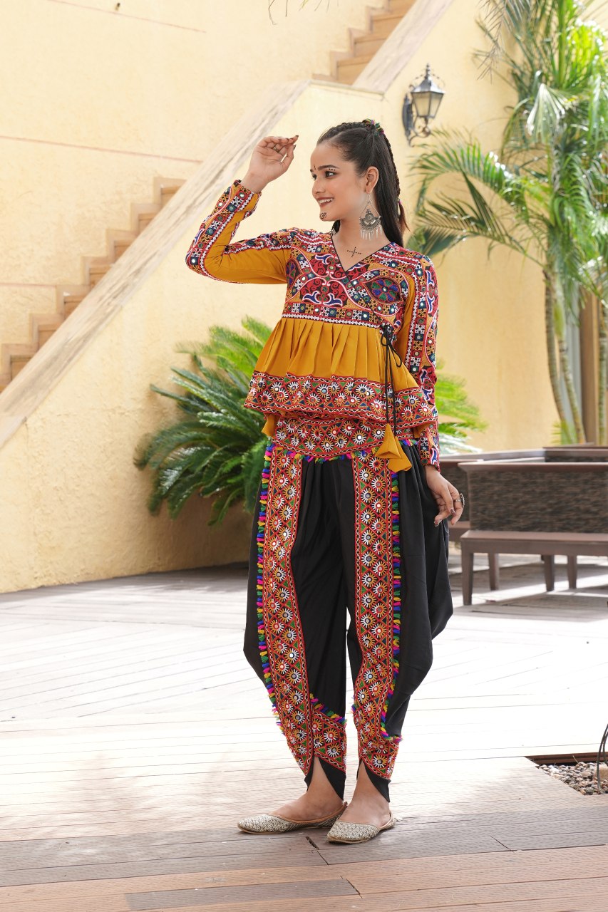 Designer Embroidered Kurti with Dhoti Pant  Perfect for Garba Nights & Festive Celebrations