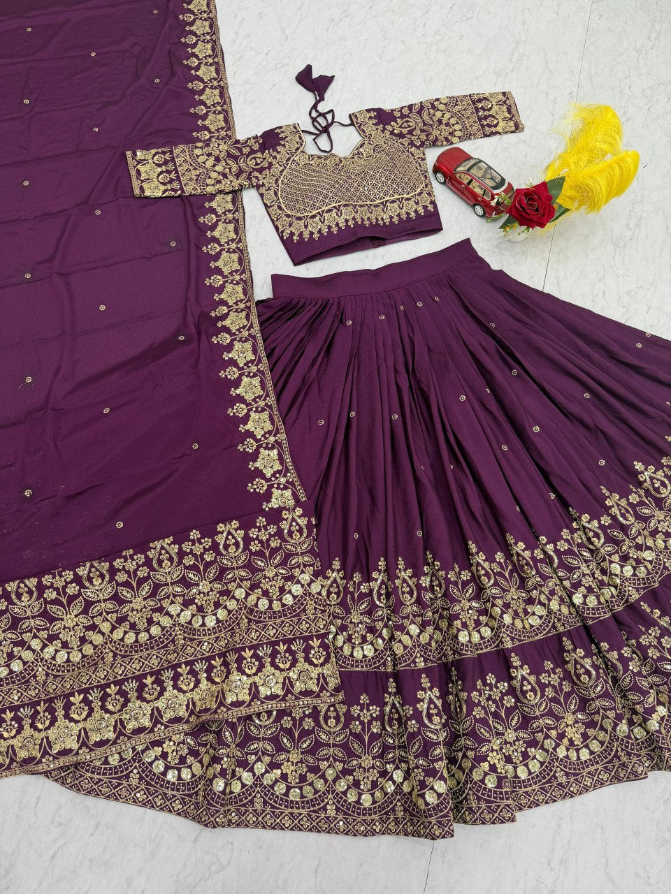 Launching New Festival Chinon Lehenga Choli with Fancy Latakan Dupatta - Fully Stitched