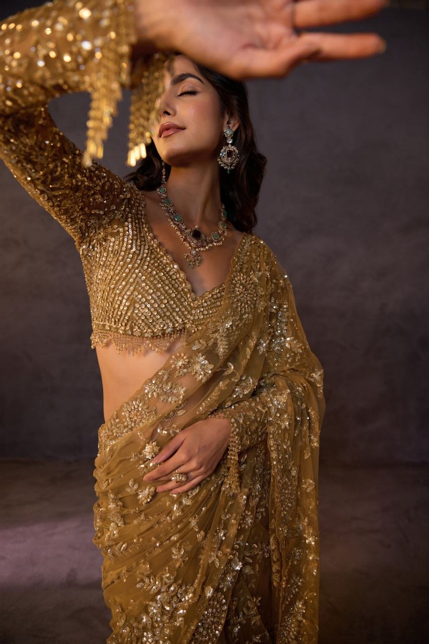 Trending Bollywood Blockbuster Sequins Embroidered Designer Saree