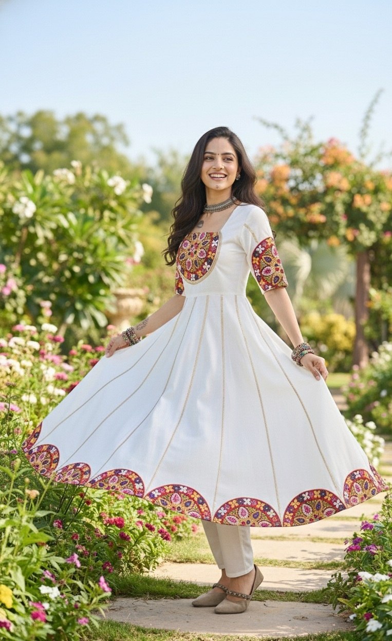 Designer Embroidered Kurti With Pant Perfect For Garba Night