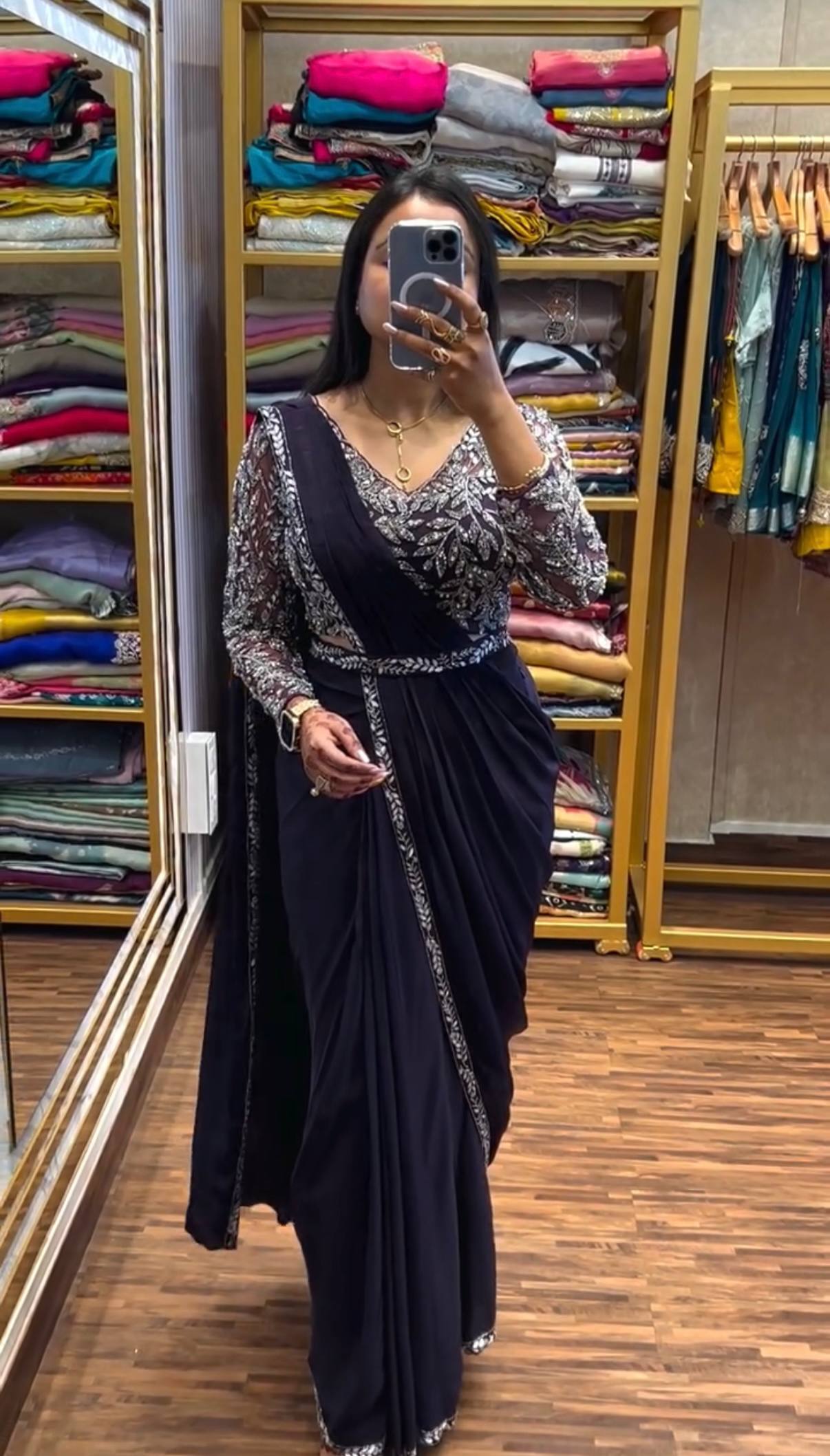 New Superhit Trending Rangoli Ready to Wear Saree with Heavy Embroidered Stylish Blouse - Fully Stitched