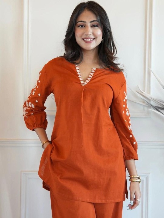 Modern Viscose Rayon Co-Ord Set for Women with Embroidery Work - Fully Stitched