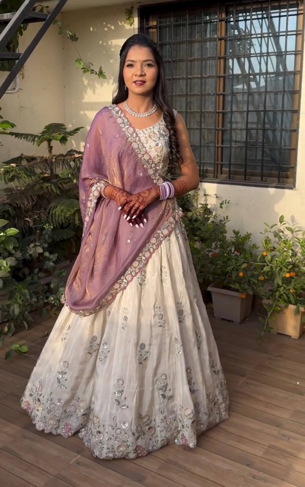 New Festival Chinon Lehenga Choli with Embroidered Gold Crush Dupatta - Fully Stitched